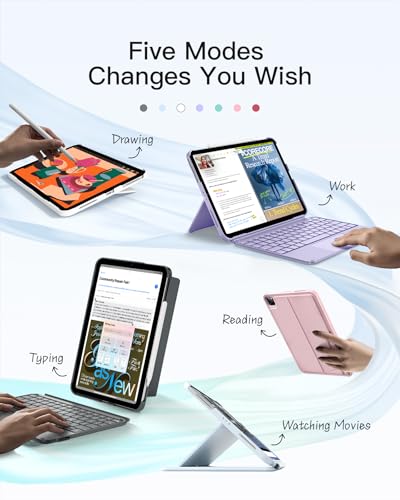 Inateck for iPad (A16) 11th/10th Gen 450g Ultralight Keyboard Case, Air 11" 2026 M4 /M3/M2, Air 5/4th, Pro 11 4/3/2/1th,1 Second Magnetic Detachable Keyboard with Touchpad, AceTouch, Gray - color: Gray