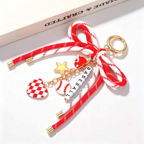 PHALIN Football Baseball Basketball Golf Bag Charms Keychain for Women Men Bow Purse Charm Sport Mom Gifts - style: Baseball-6