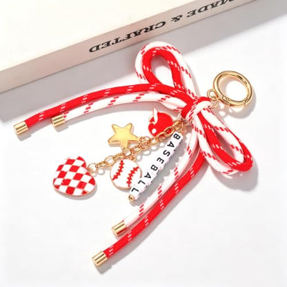 PHALIN Football Baseball Basketball Golf Bag Charms Keychain for Women Men Bow Purse Charm Sport Mom Gifts - style: Baseball-6