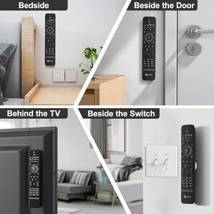 YYILIS Magnetic Remote Control Holder Wall Mount, 4 Pack Upgrade Remote Control Organizers Storage Self-Adhesive TV Remote Control Caddy for Back of TV White - color: White
