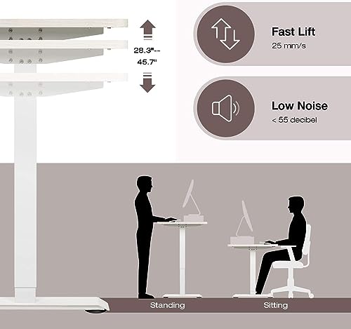 Homall Height Adjustable Electric Standing Desk, 55 x 28 Inches Stand Up Desk, Sit Stand Home Office Desk Computer Workstation with T-Shaped Metal Bracket (White)