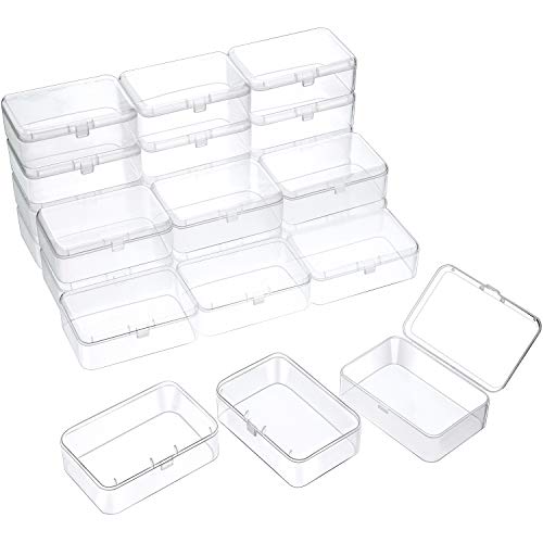SATINIOR 24 Packs Small Clear Plastic Beads Storage Containers Box with Hinged Lid for Storage of Small Items, Crafts, Jewelry, Hardware (3.5 x 2.4 x 1.2 Inches) - size: 3.5 x 2.4 x 1.2 in