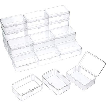 SATINIOR 24 Packs Small Clear Plastic Beads Storage Containers Box with Hinged Lid for Storage of Small Items, Crafts, Jewelry, Hardware (3.5 x 2.4 x 1.2 Inches) - size: 3.5 x 2.4 x 1.2 in