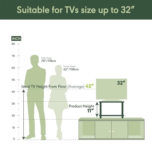 Furinno Turn-N-Tube TV Riser Stand, 2-Tier Small Elevated No Tools TV Stand, TV Console for TV up to 32 inch, 15.8 x 23.8 x 11, for Living Room, Bedroom, White - color: White/White, size: 2-Tier, 23.8"W