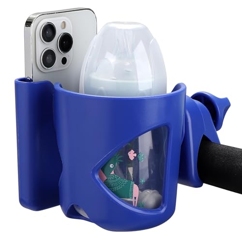 Accmor Stroller Cup Holder with Phone Holder, Universal Cup Holder for Walker Wheelchair Bike, 360° Rotatable Stroller Cup Holder Attachment Accessories for Walker, Wheelchair, Scooter - color: Blue, Cup Phone Holder