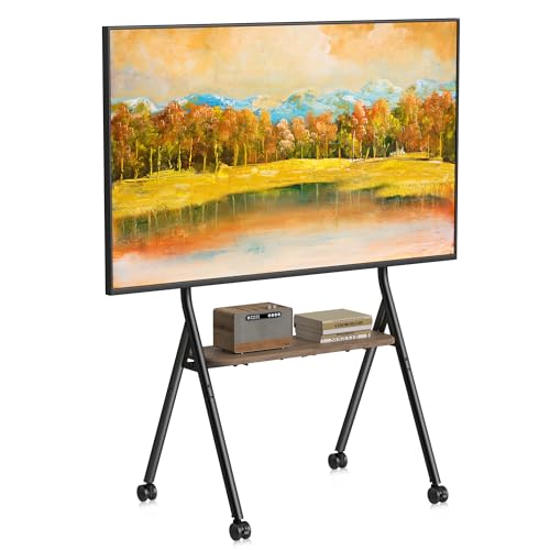 XINLEI Easel Rolling TV Stand for 32-80 Inch TV up to 121lbs, Mobile Portable TV Cart with Wheels Minimalist for Home Business Office Living Room School, Max 600x400mm VESA, Black ML5C - color: Black Easel