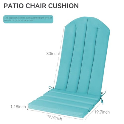 Adirondack Chair Cushion Set of 2 Indoor Outdoor Furniture Cushions Rocking Chair Cushions with Straps Replacement Folding Patio Chair Pad,19.7x18.9x1.5 Inch（Blue） - color: Blue
