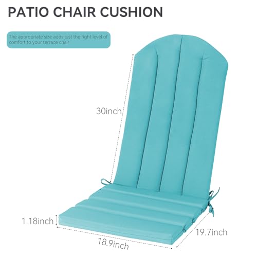 Adirondack Chair Cushion Set of 2 Indoor Outdoor Furniture Cushions Rocking Chair Cushions with Straps Replacement Folding Patio Chair Pad,19.7x18.9x1.5 Inch（Blue） - color: Blue