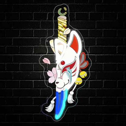 Anime Neon Sign, Japanese Fox Face Led Neon Light Signs for Wall Decor Light up Sign for Bedroom Game Room Party Decoration Birthday Gift for Girl Christmas Dimmable USB Powered(16.5"*7.4") - style: FOX