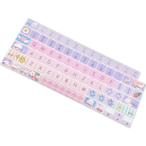 Cute Silicone Keyboard Cover for 2021-2024 MacBook Air 13.6" 15" A2941 A3114 A2681 A3113, MacBook Pro 14" 16" A2442 A2779 A2918 A2992 A2485 A2780 A2991 A3112 A3401 A3406 M4 M3 M2 M1 Max,Cute Bunny - color: Cute Bunny