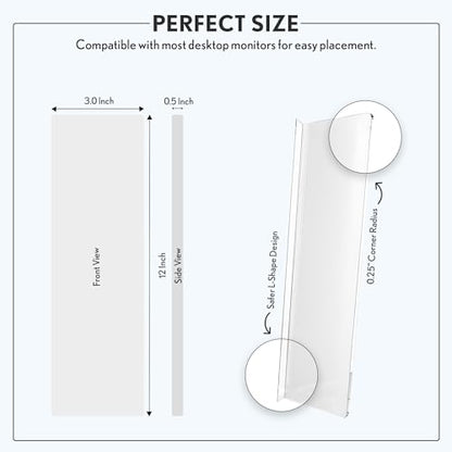 Computer Monitor Memo Board 2 Pack Sticky Note Holder, Semi-Transparent Flexible PVC, Monitor Adhesive Message Boards, Desk Accessories & Workspace Organizers, 12" L x 3" W, Non-Acrylic - size: 2 Pack