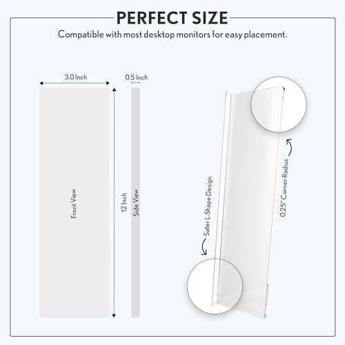 Computer Monitor Memo Board 2 Pack Sticky Note Holder, Semi-Transparent Flexible PVC, Monitor Adhesive Message Boards, Desk Accessories & Workspace Organizers, 12" L x 3" W, Non-Acrylic - size: 2 Pack