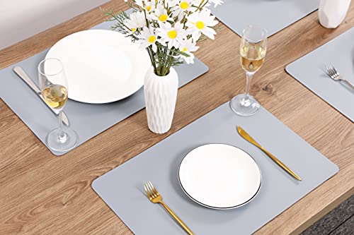 Wipeable Placemats Leather Table Mats Waterproof Heat-Resistant Easy to Clean for Dining Table Set Kitchen Table (2, Pale Blue) - color: Pale Blue, size: set of 2
