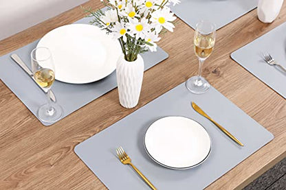 Wipeable Placemats Leather Table Mats Waterproof Heat-Resistant Easy to Clean for Dining Table Set Kitchen Table (2, Pale Blue) - color: Pale Blue, size: set of 2