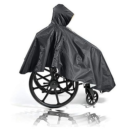 Waterproof Wheelchair Poncho, Windproof Rain cover adults Mobility Scooter Poncho Cape - color: Black