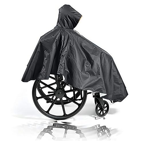 Waterproof Wheelchair Poncho, Windproof Rain cover adults Mobility Scooter Poncho Cape - color: Black
