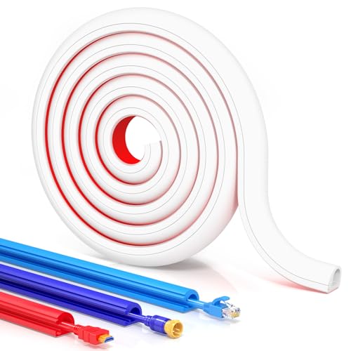 Cord Hider Wall, Wire Covers for Cords on Wall, Flexible Cable Concealer for Cable Hider, Self-Adhesive Silicone Wire Hider for TV Powers Home Office, W0.59inxH0.39in, White (118 inch) - size: 118 inch