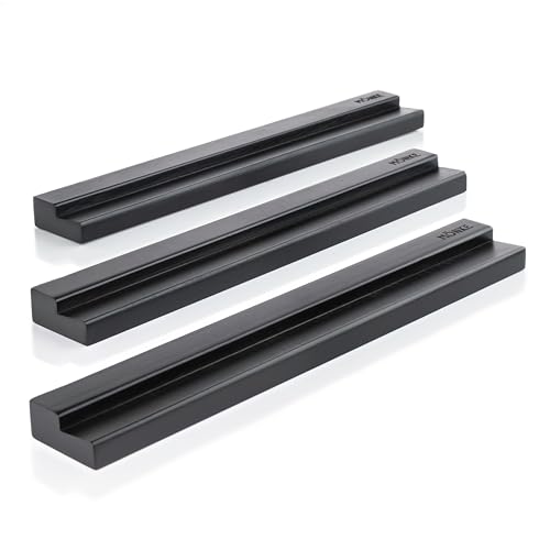 Vinyl Record Wall Mount - 3 Elegant Display Ledges Made from Solid Wood - These Vinyl Record Shelf Will Hold Records of Any Size (Black) - color: Wood (Black)