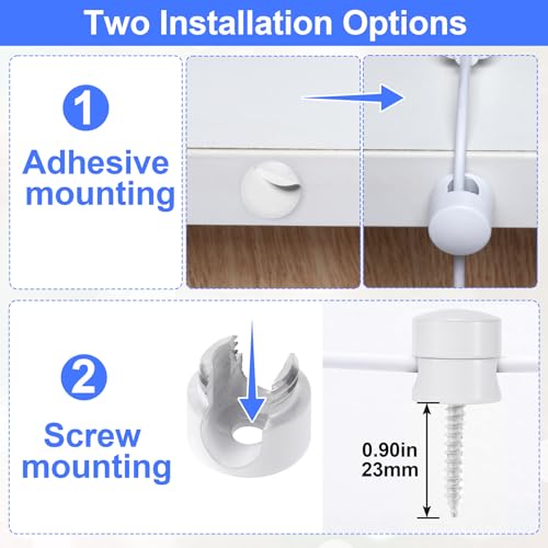 SmallCat 3 Sets Charger Holders for Cords, White Adjustable Cable Anchor Holders, Adhesive Metal Cord Clips, Cable Management Wire Organizers for Desk, Office, Nightstand - color: White, 3sets, size: 3 Sets