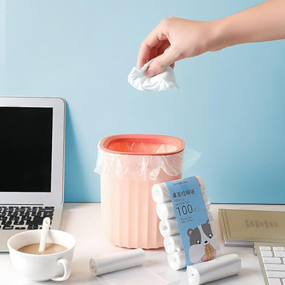 Small Desktop Trash Can with Lid for Desk Trash Cans Cute Mini Garbage Bin Press-top Wastebasket for Office Countertop Coffee Table Desk (Trash Bags)