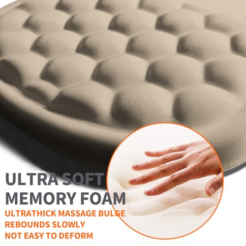 Ergonomic Joint Wrist Support Mouse Pad with Memory Foam Cushion Massage Bump, Carpal Tunnel Pain Relief Mousepad Slope Design for Wrist Rest, 11.8x7.9 in, Apricot - color: Apricot