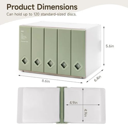CD Case, 120 Capacity CD/DVD Case Holders Wallet Hard Plastic DVD Disc Cases Storage Binder for Car Home Office Travel (1, 120 Capacity Green) - color: 120 Capacity Green