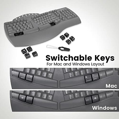 Perixx PERIBOARD-512B Wired Ergonomic Keyboard - Split Keyboard, Wrist Rest, Natural Typing - Wired USB Connectivity - US English - Black - color: Black