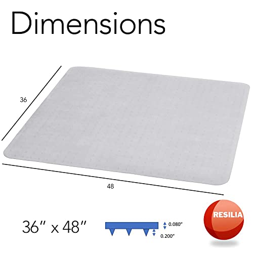 RESILIA Office Desk Chair Mat - for Low Pile Carpet (with Grippers) Clear, 36 Inches x 48 Inches, Made in The USA - color: Clear, size: 36" x 48" without lip