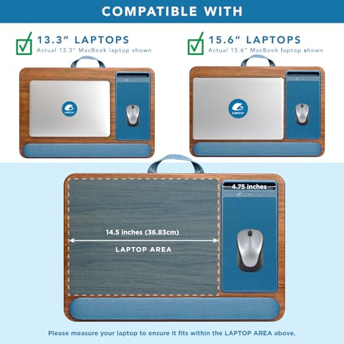 LAPGEAR Home Office Pro Lap Desk with Wrist Rest, Mouse Pad, and Phone Holder - Espresso Blue - Fits up to 15.6 Inch Laptops - Style No. 91622 - color: Espresso Blue, size: Home Office Pro W/Wrist Rest
