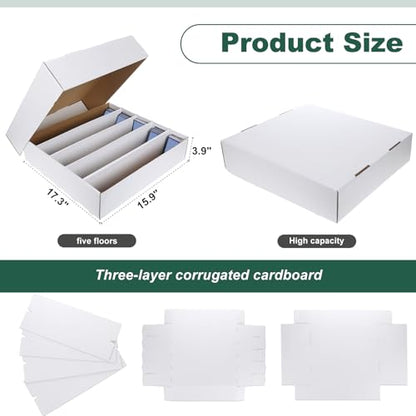 Yexiya 12 Pcs 5000 Count Card Storage Boxes for Trading and Gaming Cards White Cardboard Organizer with Divider Collector Holders Collectibles Box for Sports Basketball Collecting