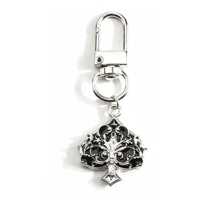 Poker Suit Keychain Club Spade Diamond and Heart Keycharms for Women Unique Game Keyring - color: Spades