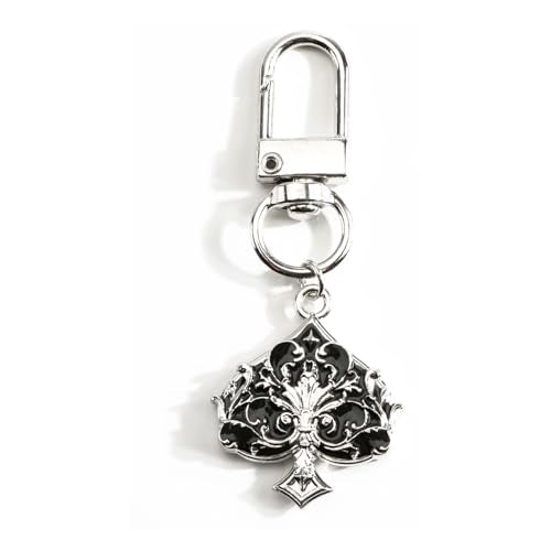 Poker Suit Keychain Club Spade Diamond and Heart Keycharms for Women Unique Game Keyring - color: Spades