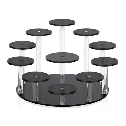 Round Jewelry Stand Acrylic Display Riser Stands Dessert Tower Display Tower for Watch,Jewelry,Rings,Earrings,Mini Figurines,Cupcakes(Black,11Tier) - size: Black-11 Tier