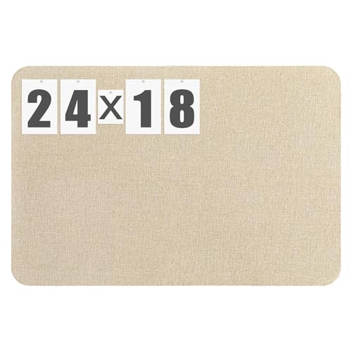 Hahafelt 24"x 18" Linen Fabric Bulletin Board Pinboard for Walls Display Frameless Pinboard Display Notice Memory Board for Office Walls Home Kitchen Easy to Install(Brown) - color: Brown, size: 23.6" x 17.7"