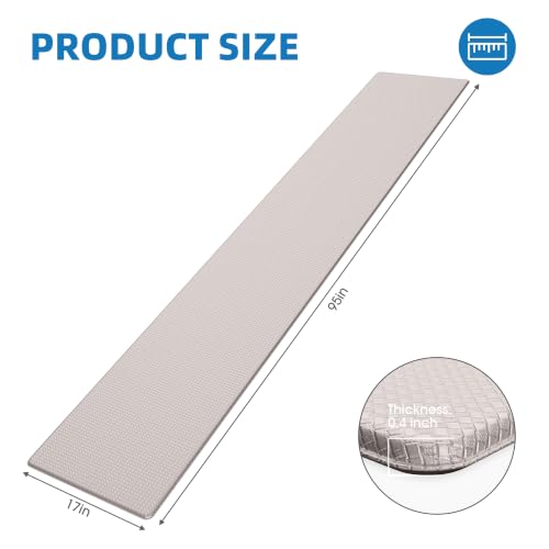 Kitchen Mats for Floor - 17"x95" Anti Fatigue Mats for Kitchen Floor - Non Slip Cushioned Rugs for Standing - Ivory - color: Ivory, size: 1pc: 17" x 95" x 0.4"