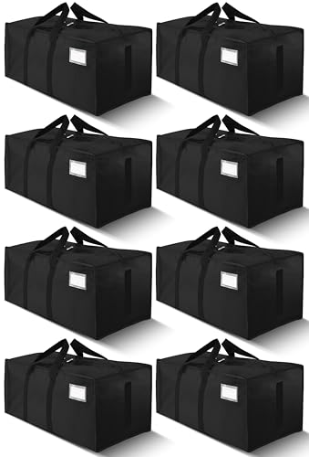 HOMESURE Supports 200lbs Heavy Duty Moving Bags - Strong Zipper & Wrap-Around Handles - Water-Resistant Storage Totes, Durable Alternative to Moving Boxes - 8 Pack - Black - color: Black