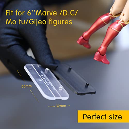 56Pack 6inch Action Figure Stand Base with Peg, Figures Toy Organizer Support Display Feet Stands, Figuras Holder Accessories, Compatible with 1/12 Mavel Legends Series/GiJeo Classified - color: Transparent&Black(Square)