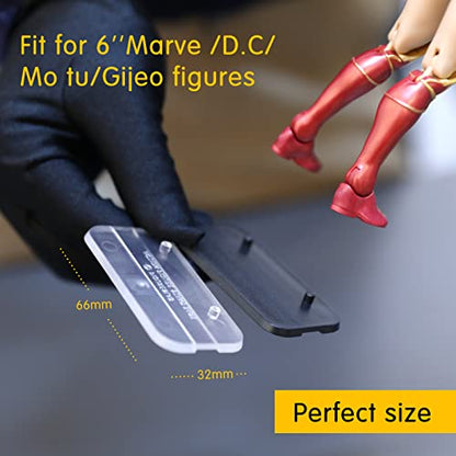 56Pack 6inch Action Figure Stand Base with Peg, Figures Toy Organizer Support Display Feet Stands, Figuras Holder Accessories, Compatible with 1/12 Mavel Legends Series/GiJeo Classified - color: Transparent&Black(Square)