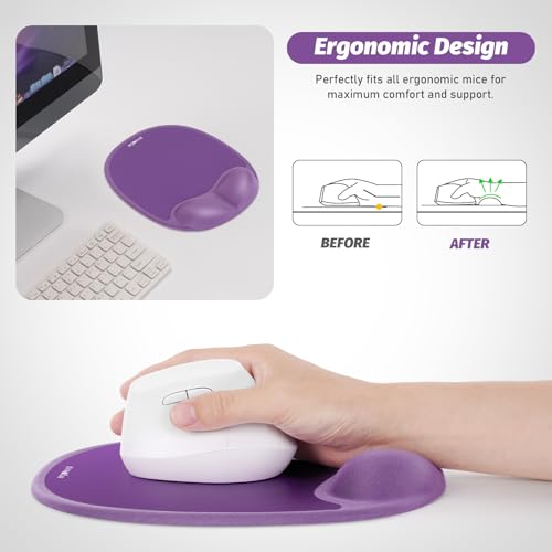 Ergonomic Mouse Pad for Vertical Mouse, Memory Foam(Lavender Purple) - color: Lavender Purple