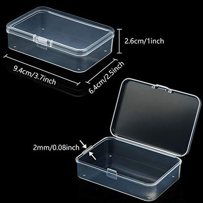 SATINIOR 24 Packs Small Clear Plastic Beads Storage Containers Box with Hinged Lid for Storage of Small Items, Crafts, Jewelry, Hardware (3.7 x 2.5 x 1 Inches) - size: 3.7 x 2.5 x 1 in