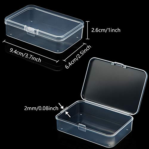 SATINIOR 24 Packs Small Clear Plastic Beads Storage Containers Box with Hinged Lid for Storage of Small Items, Crafts, Jewelry, Hardware (3.7 x 2.5 x 1 Inches) - size: 3.7 x 2.5 x 1 in
