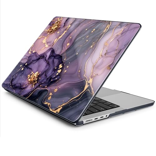 DONGKE Compatible with MacBook Pro 16 Inch Case (2026-2021 Release, M5 M4 M3 M2 M1 Pro/Max Chip), Plastic Hard Shell Cover with Keyboard Cover & Screen Protector for MacBook Pro 16", Marble & Flower - color: Marble & Flower