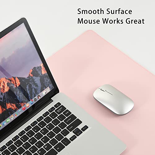 Wolaile PU Leather Desk Pad Blotter,Light Pink Waterproof Office Desktop Mat for Women,36x17in Non-Slip Large Mouse Pad Writing Protector - color: Pink