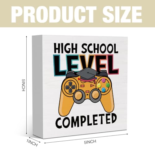 High School Level Sign Desk Decor Video Game Graduation Gifts for Classmate Students Friends 5 x 5 inches