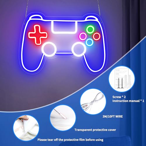 Gaming Neon Sign, led Neon Signs Dimmable by USB powered for Gaming Room Decor - Gaming Neon Sign for Teen Boys Room Decor - Best Gamer Gifts for Teenage Boys, Kids - style: GamePad01