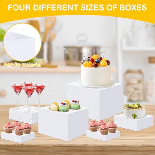 EI 4Pcs Acrylic Buffet Risers,High-end Classic Food Display Riser for Party,Dessert Table Display Set Heavy duty,Acrylic Cube Boxes Display Nesting Risers for Party,Catering,Jewelry Collectibles - size: 4 Pack