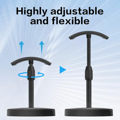 YAODHAOD Desktop Headphone Stand, Universal Headphone Holder with Phone Holder,Anti-Slip Base, for Desk, Office, Home Headphones Support Accessory (Black) - color: Black