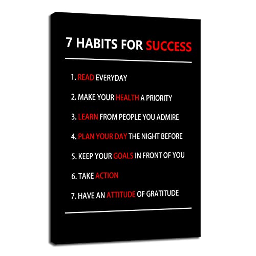 Motivational Wall Art 7 Habits For Success Inspirational Entrepreneur Quotes Canvas Painting Prints Poster Inspiring Office Decor Living Room Gym Decoration Framed Ready to Hang [12''W X 18''H] - color: Inspirational-13, size: 18"L x 12"W