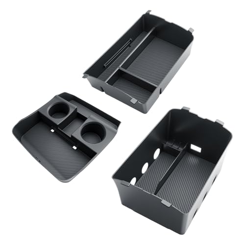 BIBIBO 3Packs for 2026 Hyundai Palisade Center Console Organizer 2026 Hyundai Palisade Calligraphy Console Armrest Tray & Lower Center Console Organizer 2026 Palisade Calligraphy Console Insert Tray - color: Black-(3Pack)