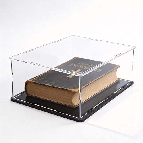 Acrylic Display Case, Clear Acrylic Display Box with Matte Base, Dustproof Collectible Showcase for Books, Stamps, Medals, Maps, Albums and Jewelries, 16 x 10 x 5 inch - size: 16 x 10 x 5 inch